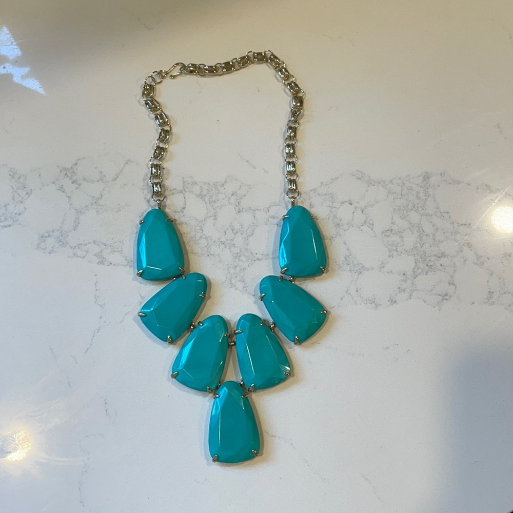Kendra Scott Gold and Turquoise Statement Necklace